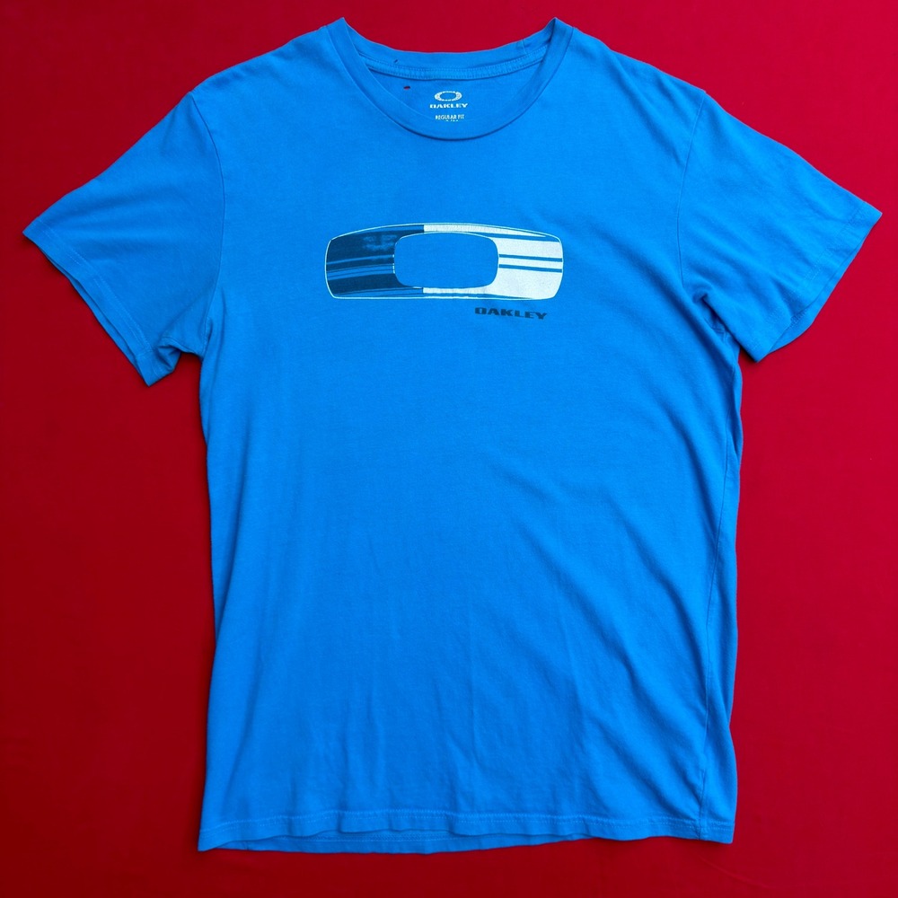VTG Y2K Oakley Mens Blue Ellipse Logo Graphic M T-Shirt Regular Fit Size Medium